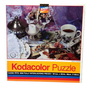 Vntg 1995 Kodacolor Coffee By Candlelight Premium 1000 Pc Jigsaw Puzzle Rose Art